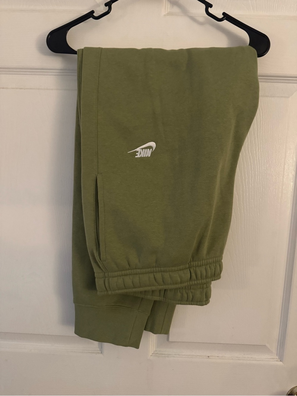 Nike Olive Jogger Sweatpants with White Swoosh